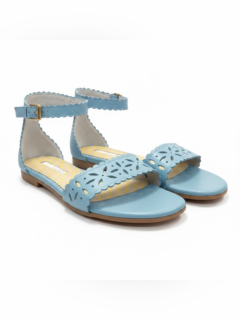 NWOT Boden Powder Blue Scalloped Laser-Cut Ankle-Strap Sandals